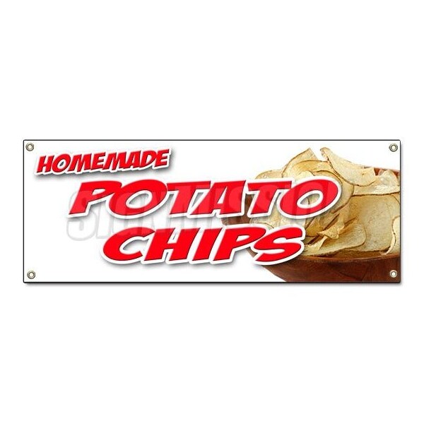 Signmission HOMEMADE POTATO CHIPS BANNER SIGN kettle bar b que fresh made warm B-Homemade Potato Chips - main